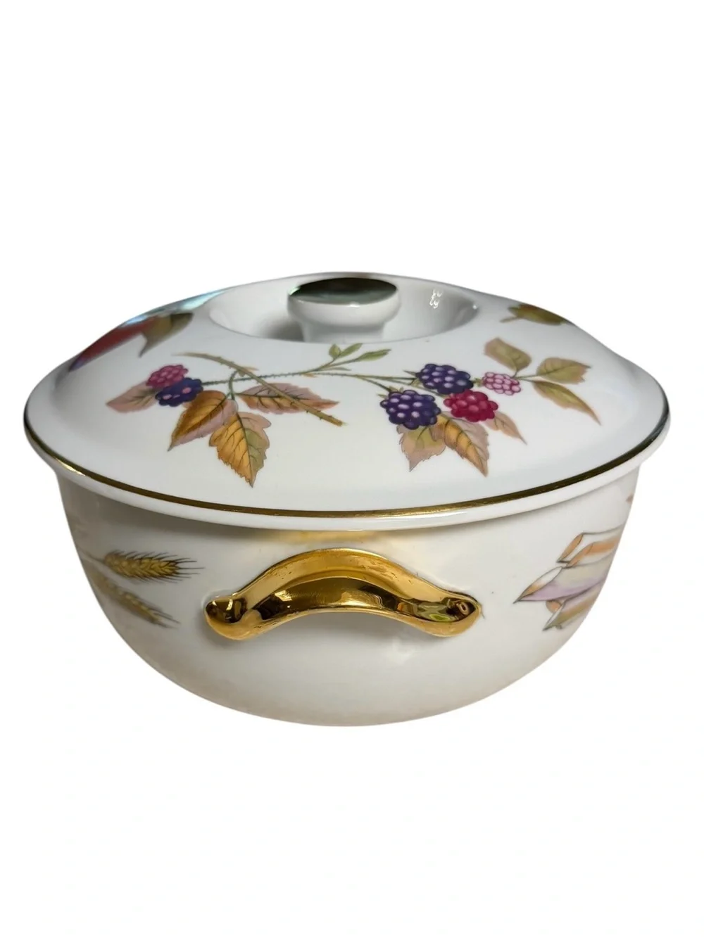 Royal Worcester Evesham Oven to Table Ware Covered Dish Casserole Gold Handles